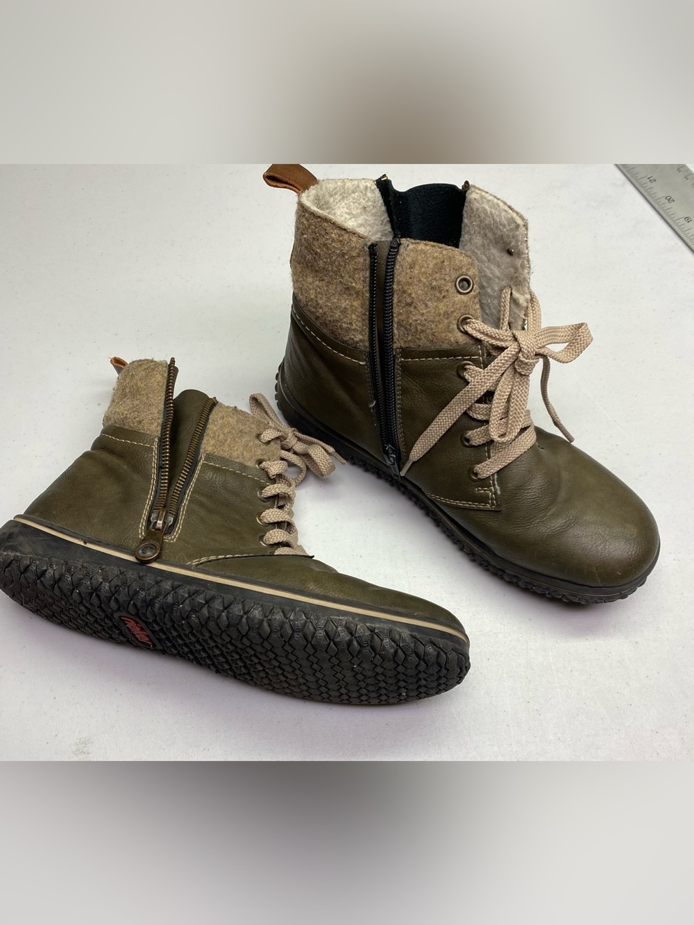 Rieker Olive Green Lace-Up Ankle Boots , 38EU/7-7.5US Summer Sale
